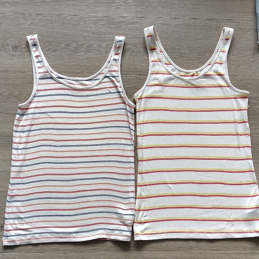 a new day Women's Striped Tank Tops Bundle M